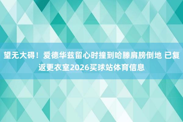 望无大碍!爱德华兹留心时撞到哈滕肩膀倒地 已复返更衣室2026买球站体育信息