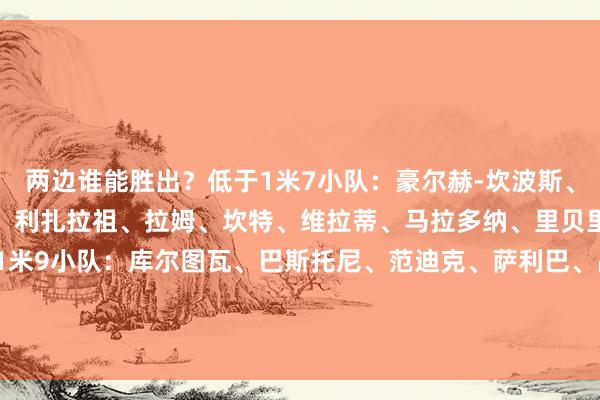 两边谁能胜出？低于1米7小队：豪尔赫-坎波斯、罗伯特-卡洛斯、阿尔巴、利扎拉祖、拉姆、坎特、维拉蒂、马拉多纳、里贝里、梅西、罗马里奥高于1米9小队：库尔图瓦、巴斯托尼、范迪克、萨利巴、吕迪格、博格巴、古利特、罗德里、维埃拉、伊布、哈兰德    2026买球站体育信息