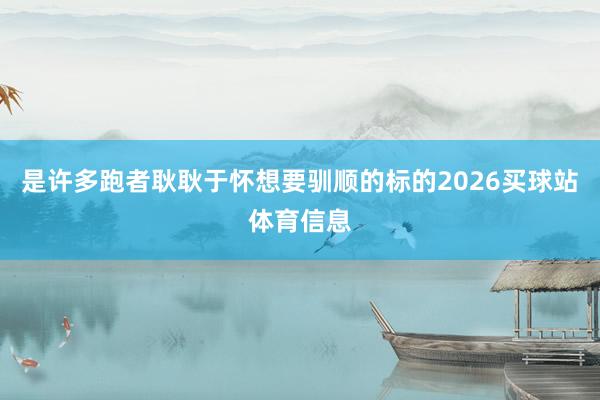 是许多跑者耿耿于怀想要驯顺的标的2026买球站体育信息
