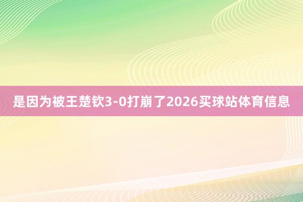 是因为被王楚钦3-0打崩了2026买球站体育信息