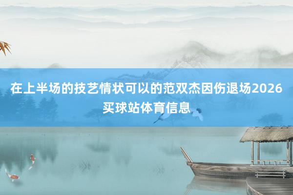在上半场的技艺情状可以的范双杰因伤退场2026买球站体育信息