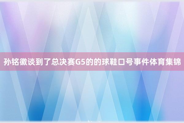 孙铭徽谈到了总决赛G5的的球鞋口号事件体育集锦