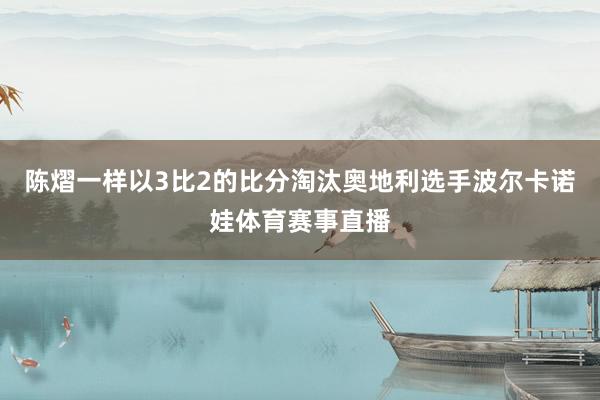 陈熠一样以3比2的比分淘汰奥地利选手波尔卡诺娃体育赛事直播
