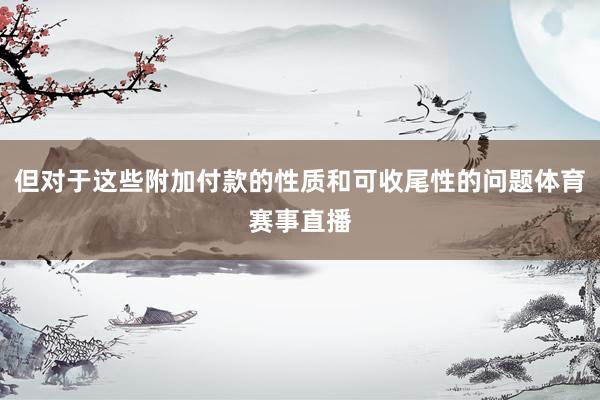 但对于这些附加付款的性质和可收尾性的问题体育赛事直播
