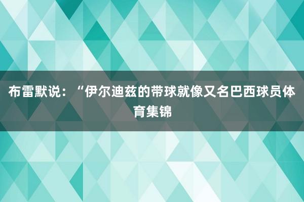 布雷默说：“伊尔迪兹的带球就像又名巴西球员体育集锦