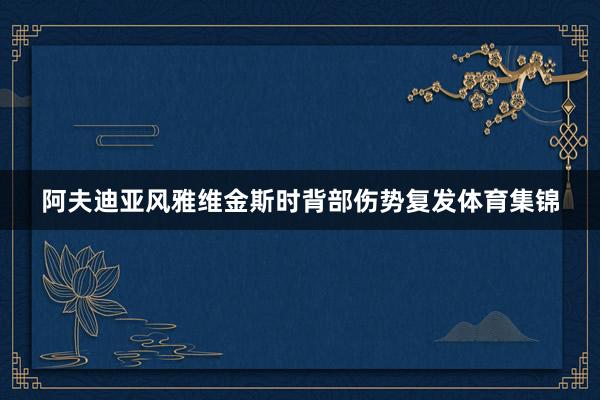 阿夫迪亚风雅维金斯时背部伤势复发体育集锦