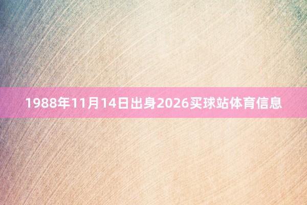 1988年11月14日出身2026买球站体育信息